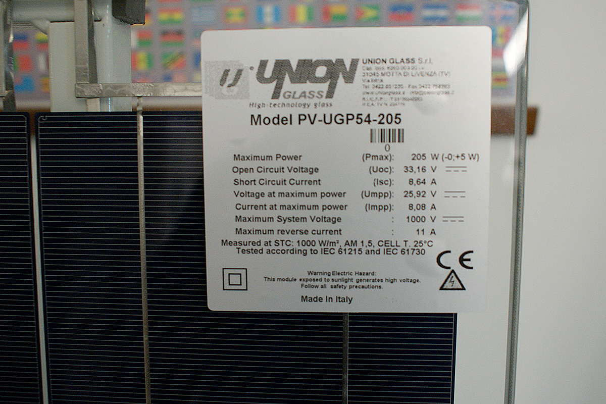 Produzione moduli fotovoltaici Vetro-vetro Unionglass